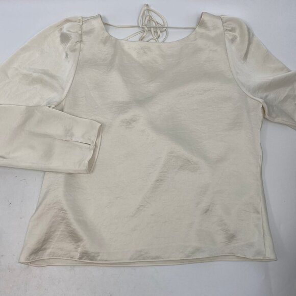 Wilfred Cream Satin Long Sleeve Open Back Blouse | Size L - Picture 8 of 8